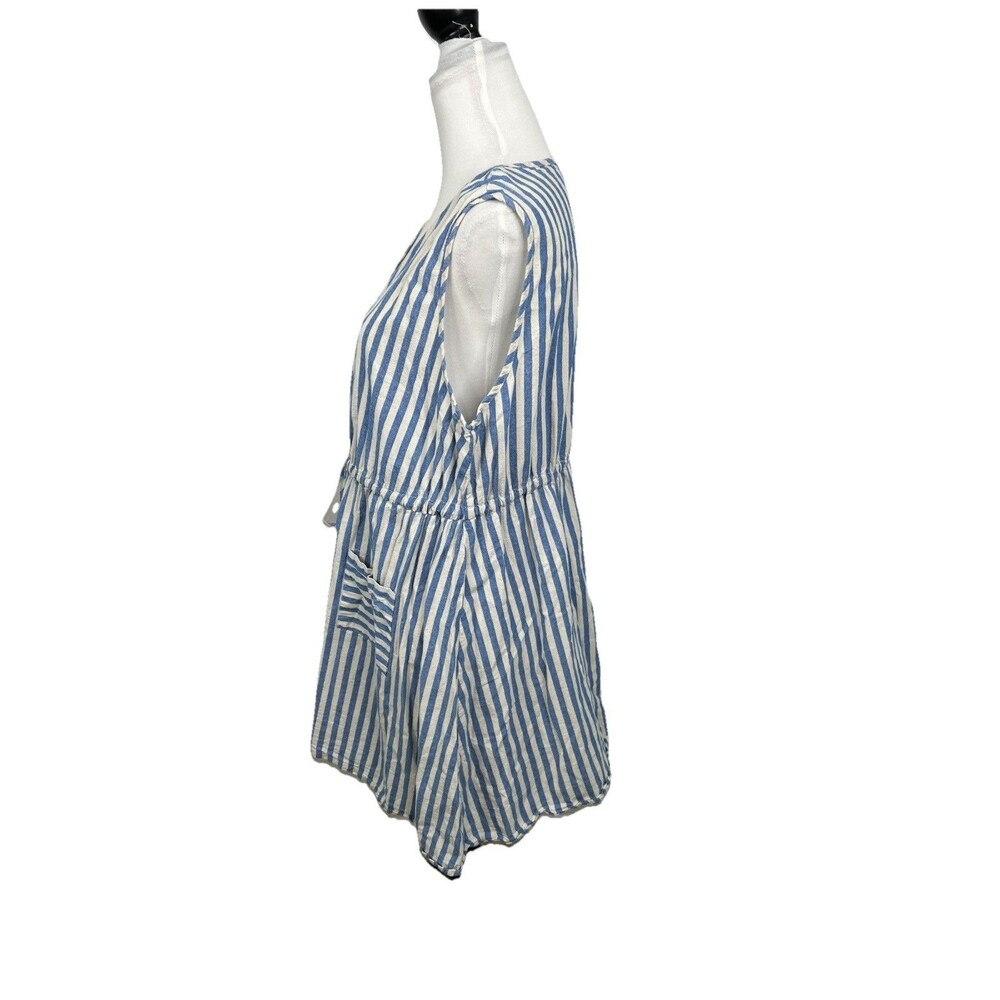 Shein Curve Sundress Plus Sz 2XL Chambray Blue & White Stripe V Neck Sleeveless - Picture 5 of 9
